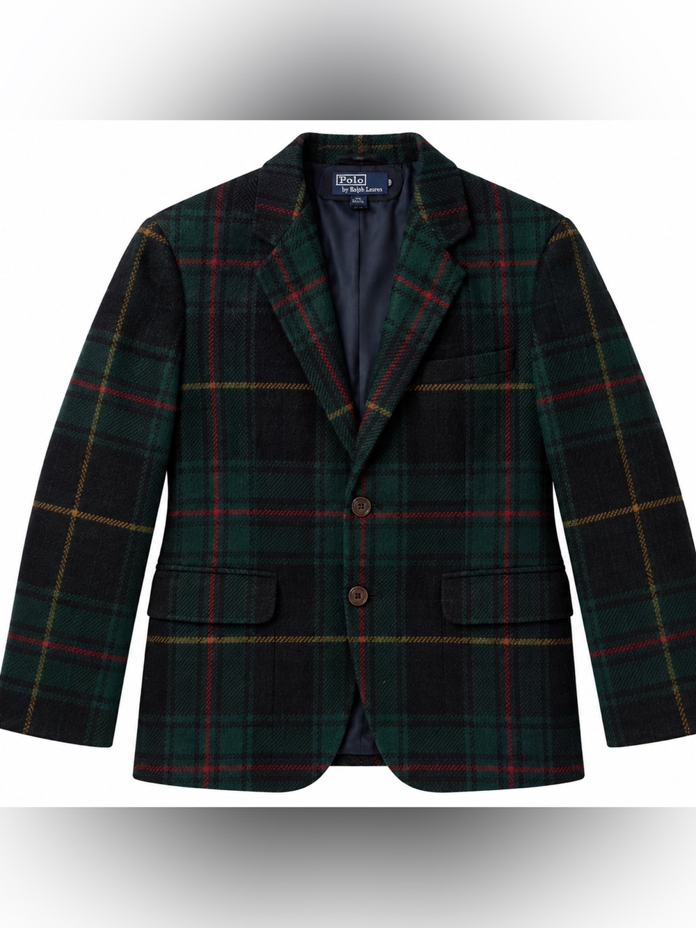Ralph Lauren Dark Green & Black Plaid Wool Sport Coat